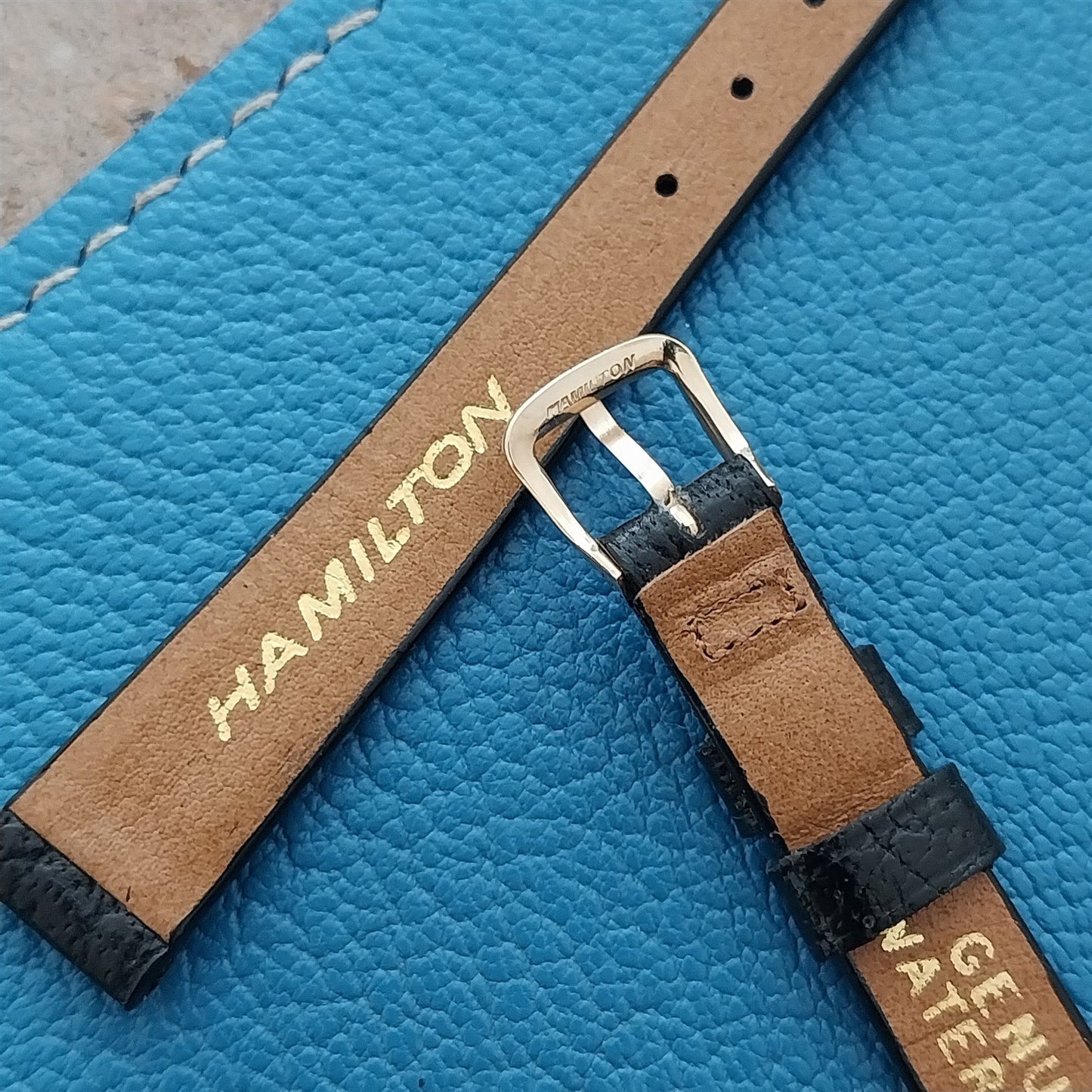 11mm Hamilton Ladies NOS Vintage Bison Watch Strap & Gold Logo Buckle