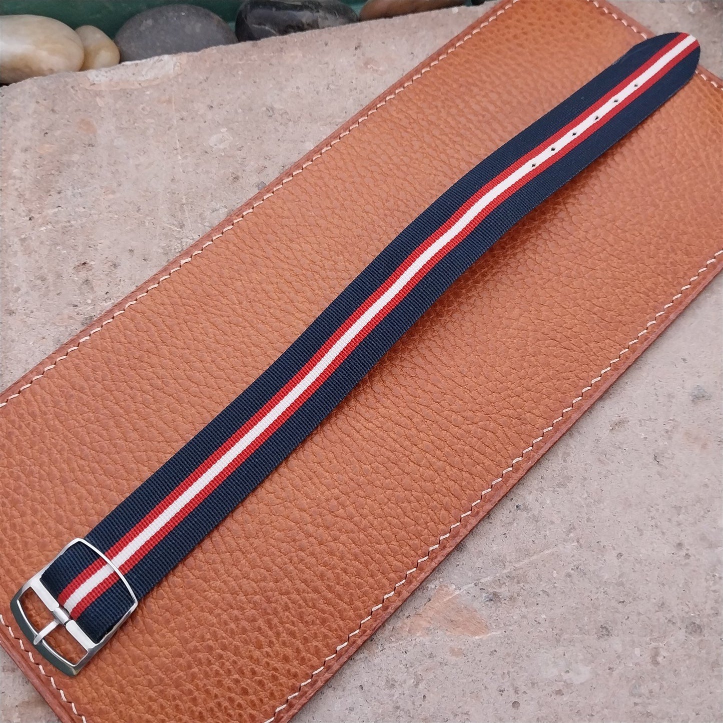 20mm Striped Perlon Classic Single Pass Unused 1960s Vintage Watch Strap