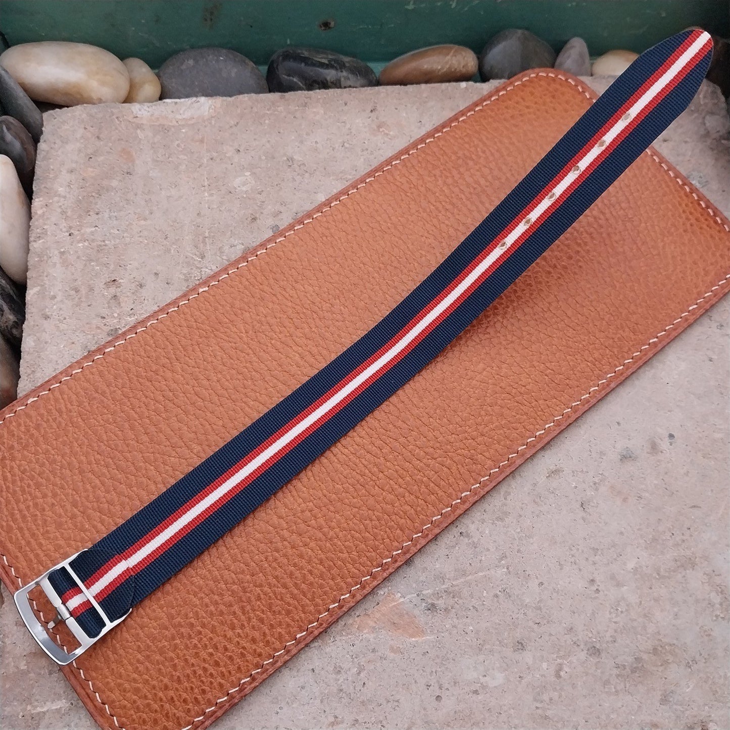 20mm Striped Perlon Classic Single Pass Unused 1960s Vintage Watch Strap