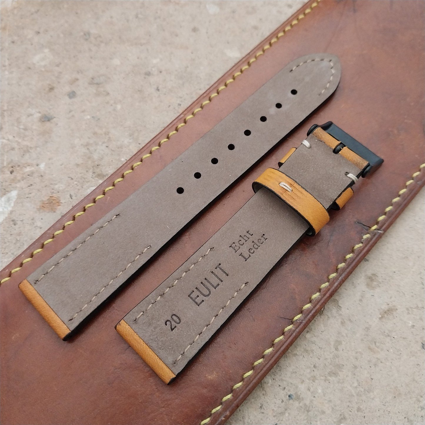 20mm Eulit Woodstock Natural Light Brown Leather 20/18 Watch Strap