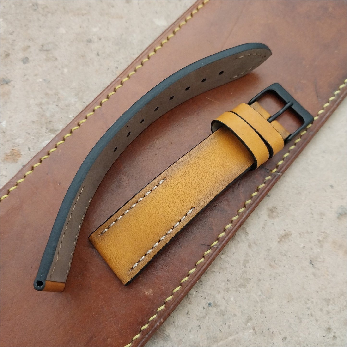 20mm Eulit Woodstock Natural Light Brown Leather 20/18 Watch Strap