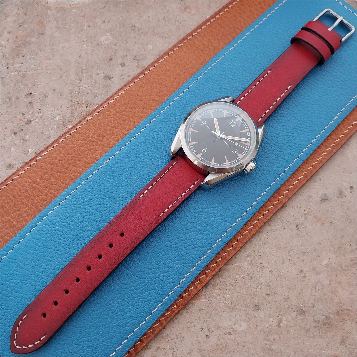 20mm Eulit Woodstock Vintage Style Rustic Red Leather 20/18 Watch Strap