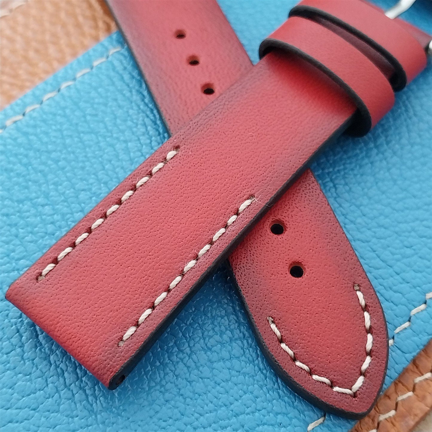 20mm Eulit Woodstock Vintage Style Rustic Red Leather 20/18 Watch Strap