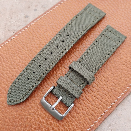 20mm Eulit Canvas Vintage Style Olive Green 20/18 Watch Strap