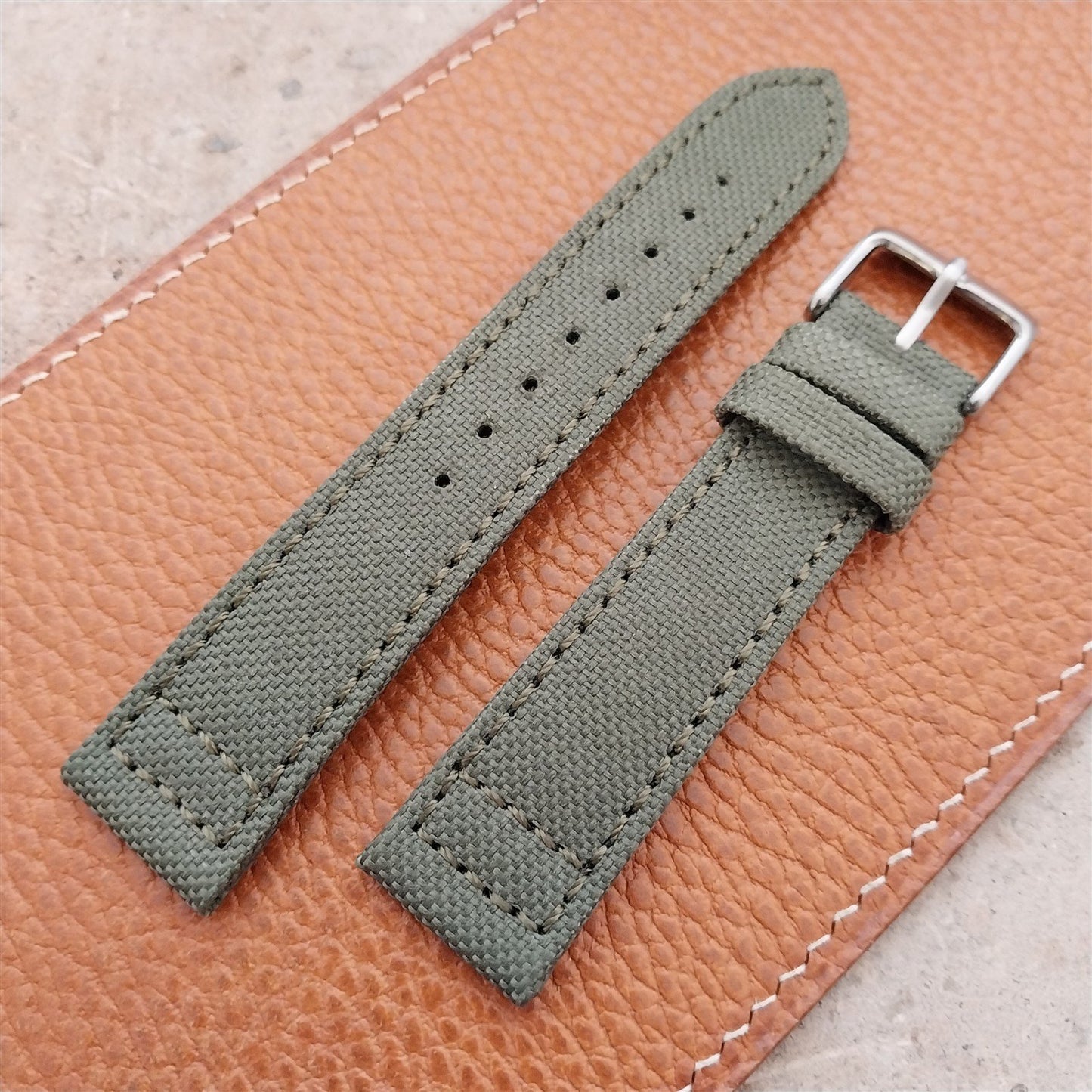 20mm Eulit Canvas Vintage Style Olive Green 20/18 Watch Strap