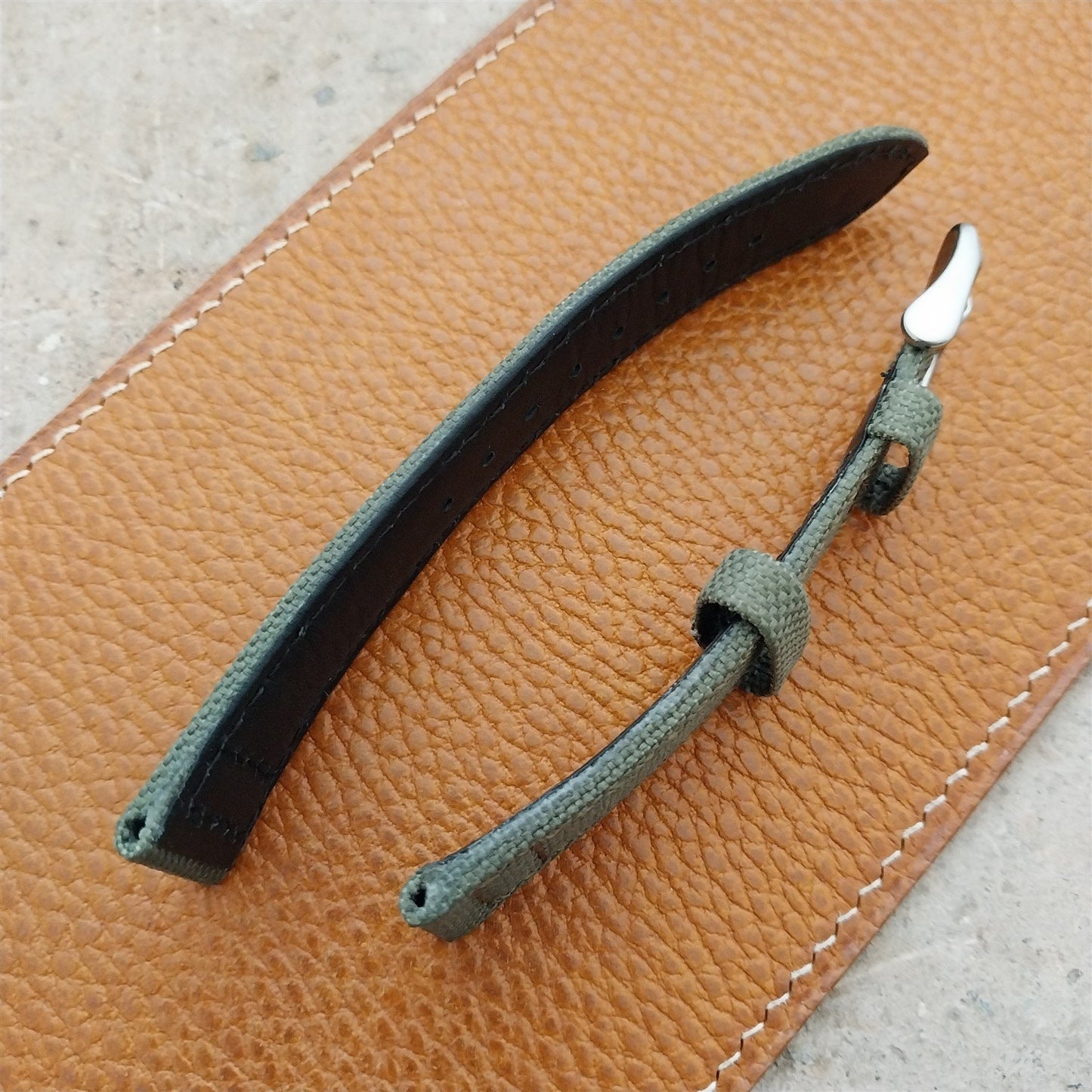 20mm Eulit Canvas Vintage Style Olive Green 20/18 Watch Strap