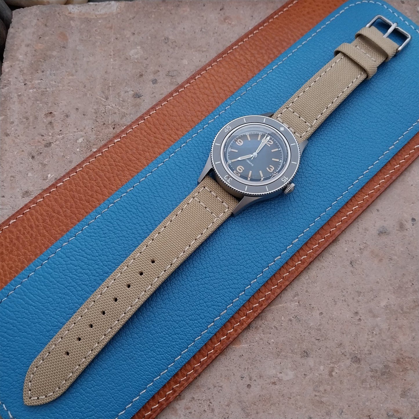 20mm Eulit Canvas Vintage Style Sand Beige 20/18 Watch Strap