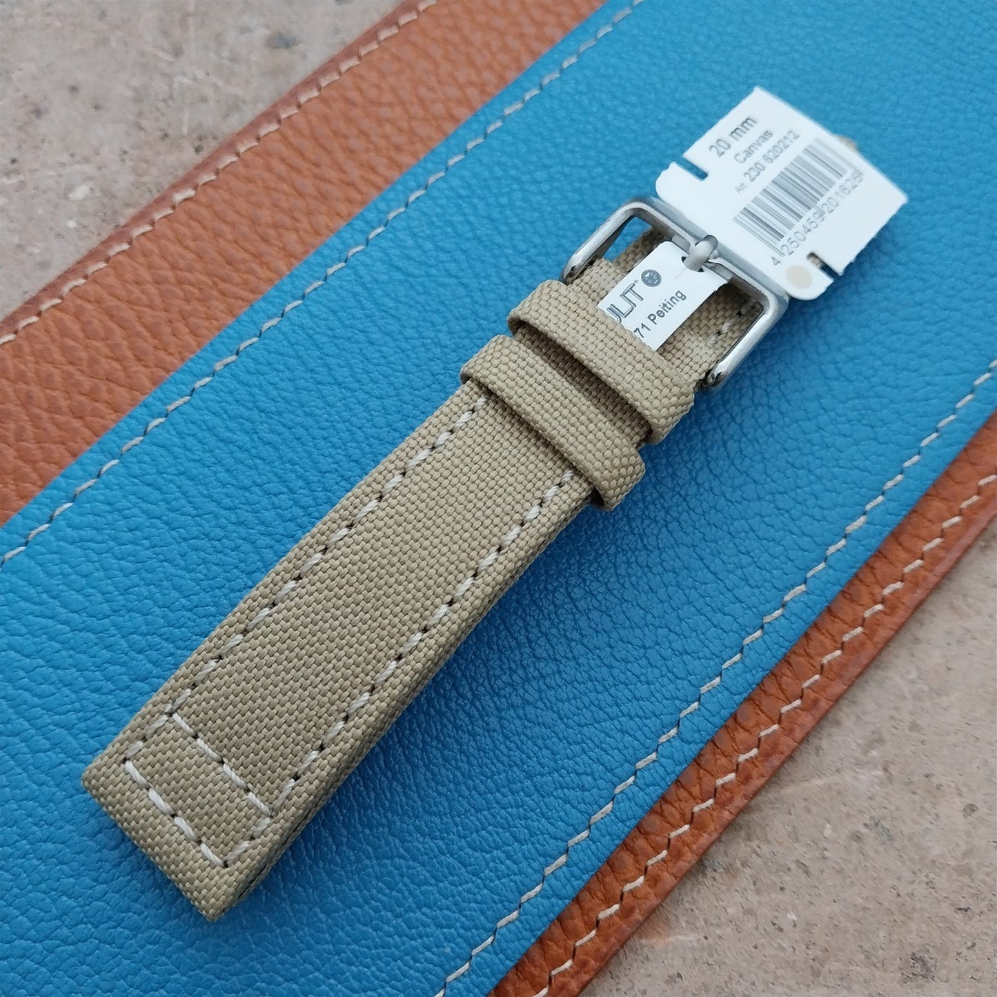 20mm Eulit Canvas Vintage Style Sand Beige 20/18 Watch Strap
