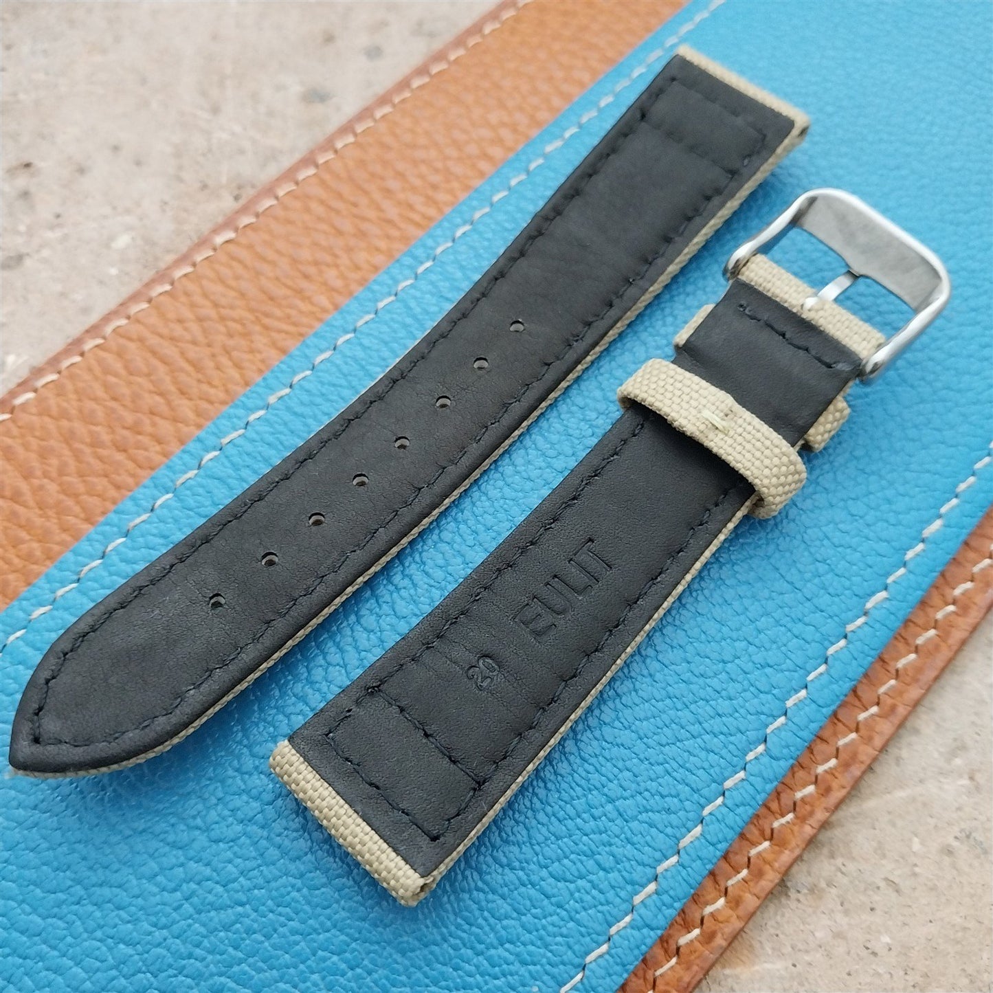 20mm Eulit Canvas Vintage Style Sand Beige 20/18 Watch Strap