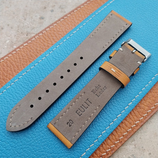 20mm Eulit Woodstock Natural Light Brown Rustic Leather 20/18 Watch Strap