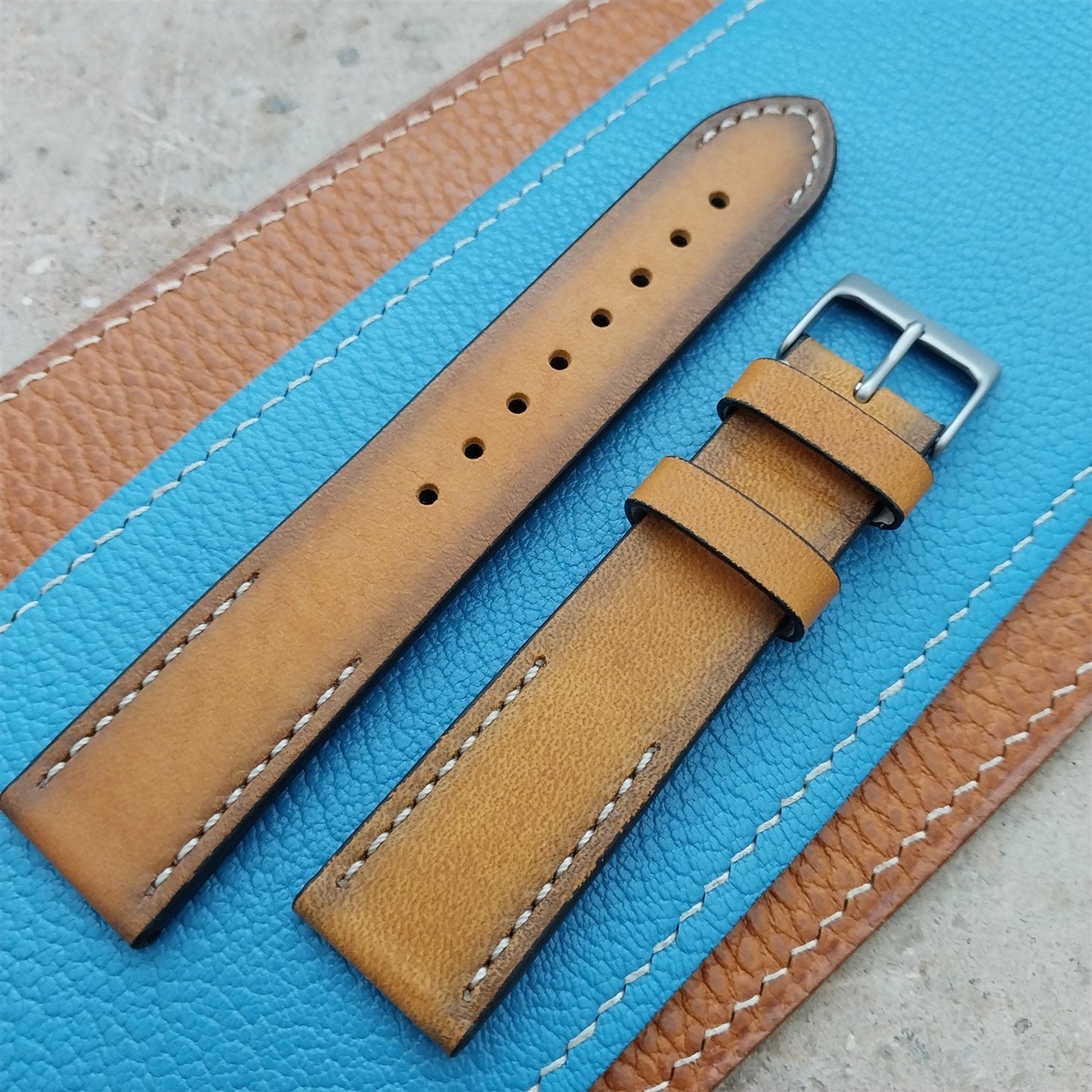 20mm Eulit Woodstock Natural Light Brown Rustic Leather 20/18 Watch Strap