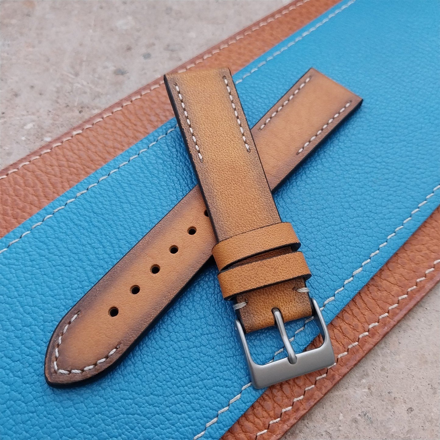 20mm Eulit Woodstock Natural Light Brown Rustic Leather 20/18 Watch Strap