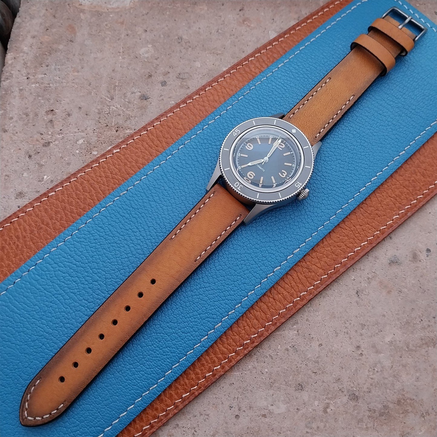 20mm Eulit Woodstock Natural Light Brown Rustic Leather 20/18 Watch Strap