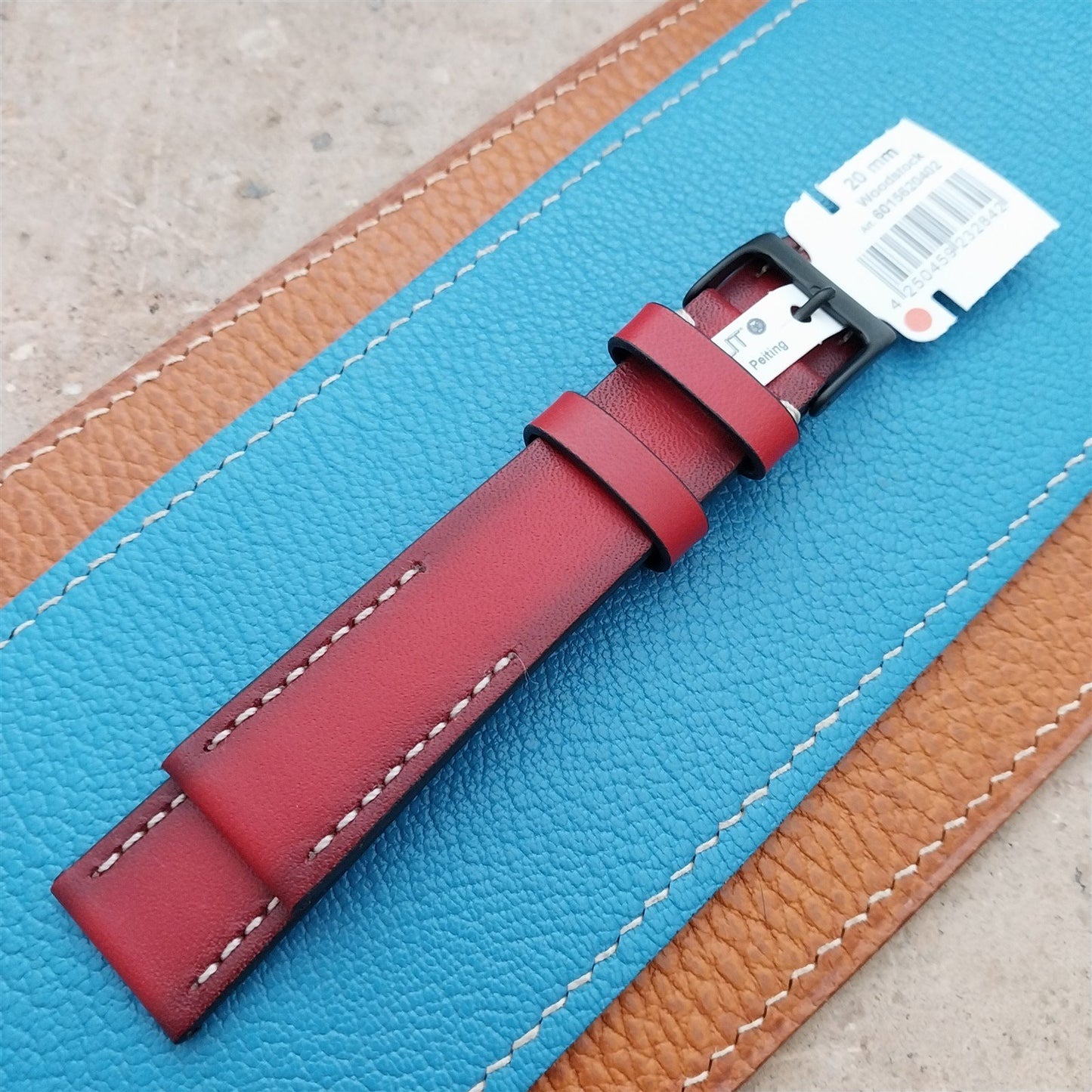 20mm Eulit Woodstock Vintage Style Rustic Red Leather 20/18 Watch Strap