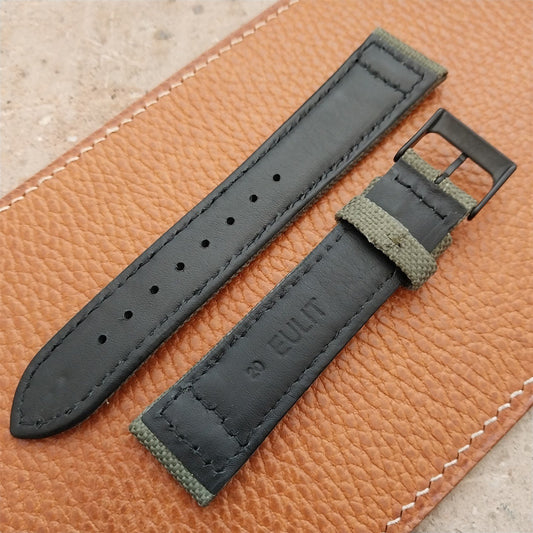 20mm Eulit Canvas Vintage Style Olive OD Green 20/18 Watch Strap