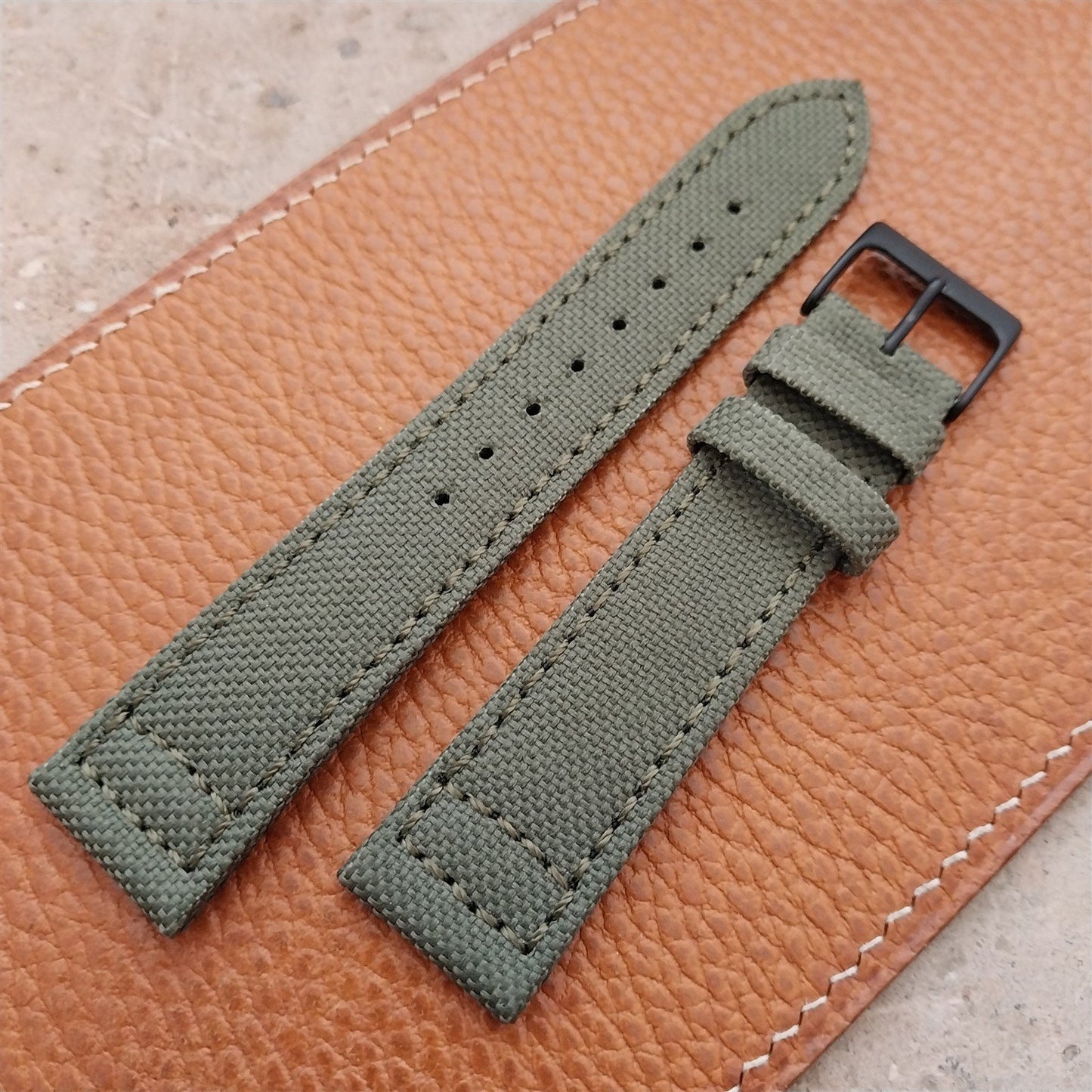 20mm Eulit Canvas Vintage Style Olive OD Green 20/18 Watch Strap