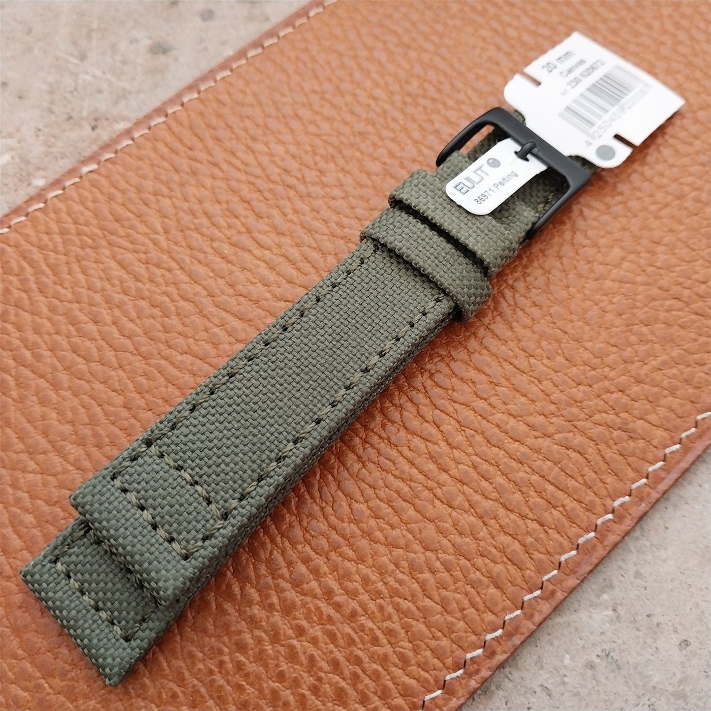 20mm Eulit Canvas Vintage Style Olive OD Green 20/18 Watch Strap