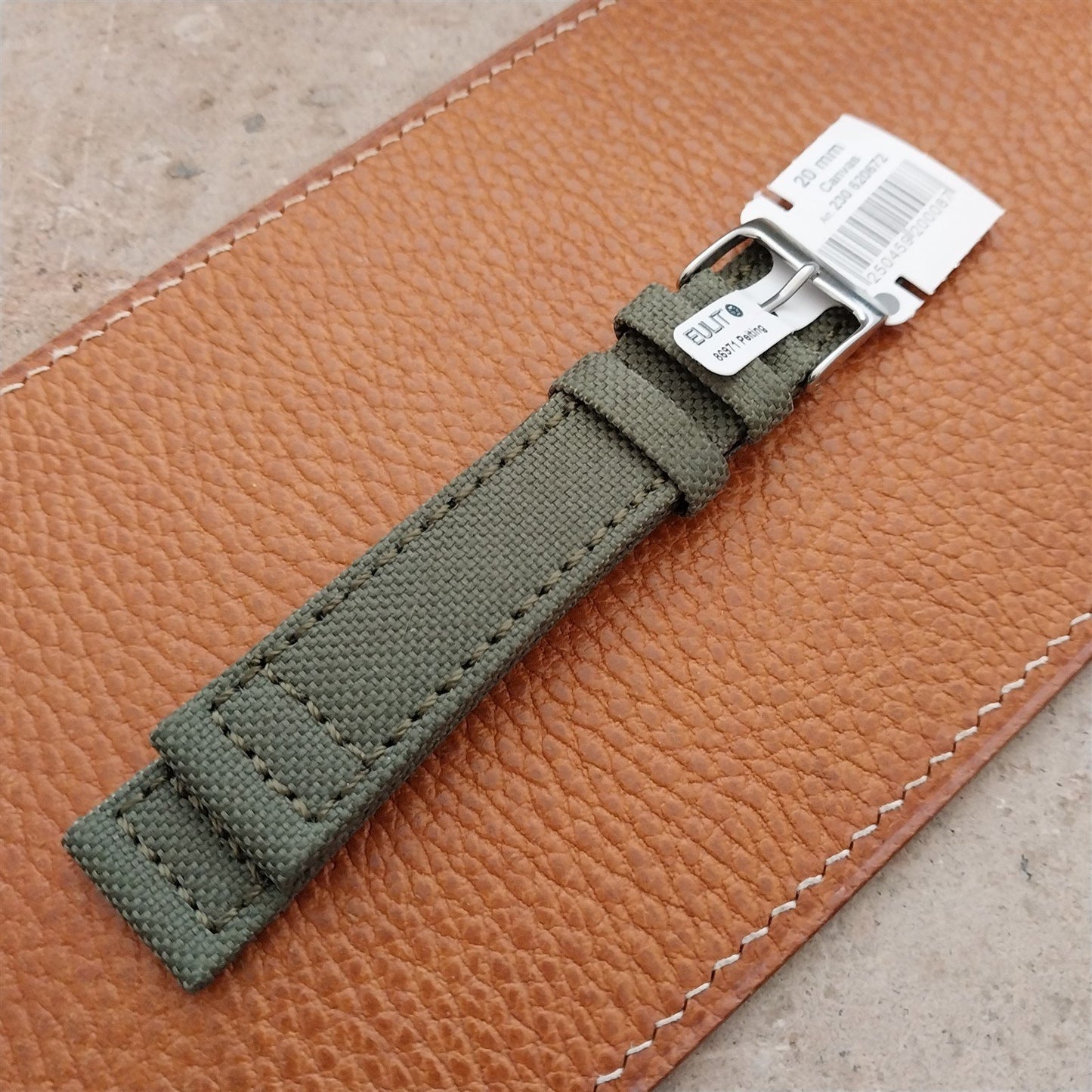 20mm Eulit Canvas Vintage Style Olive OD Green 20/18 Watch Strap
