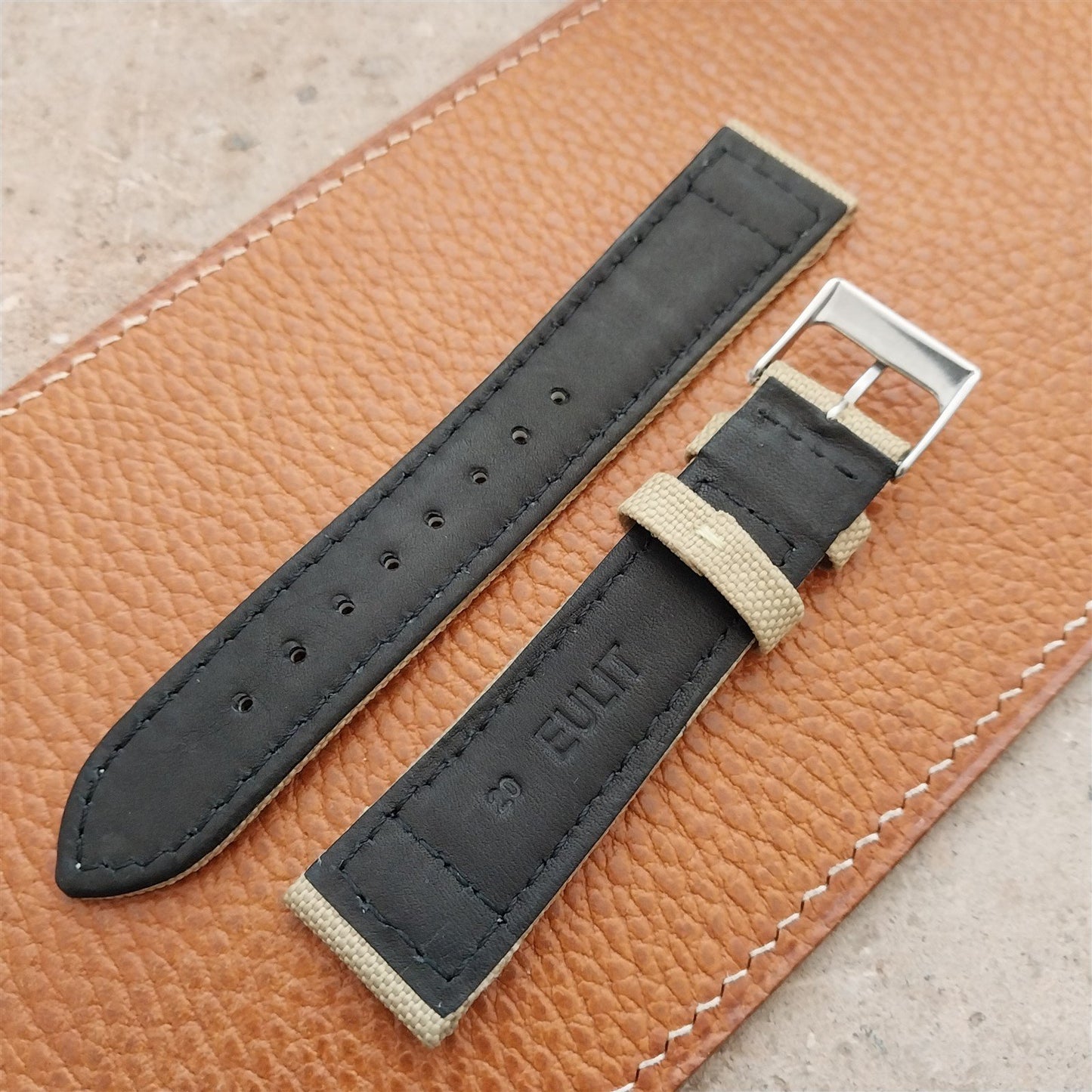 20mm Eulit Canvas Vintage Style Sand Beige 20/18 Watch Strap