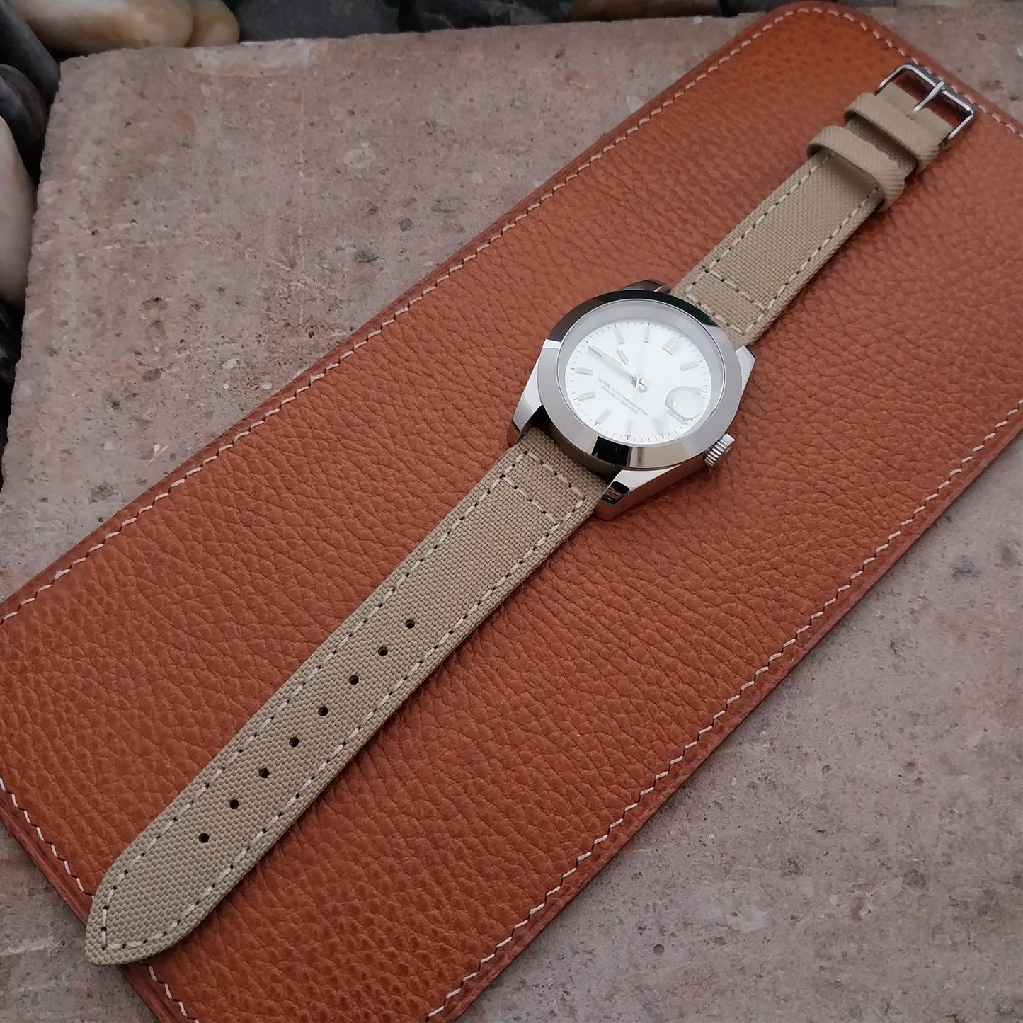 20mm Eulit Canvas Vintage Style Sand Beige 20/18 Watch Strap