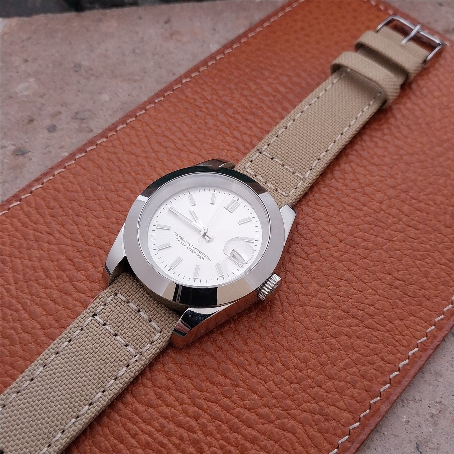 20mm Eulit Canvas Vintage Style Sand Beige 20/18 Watch Strap