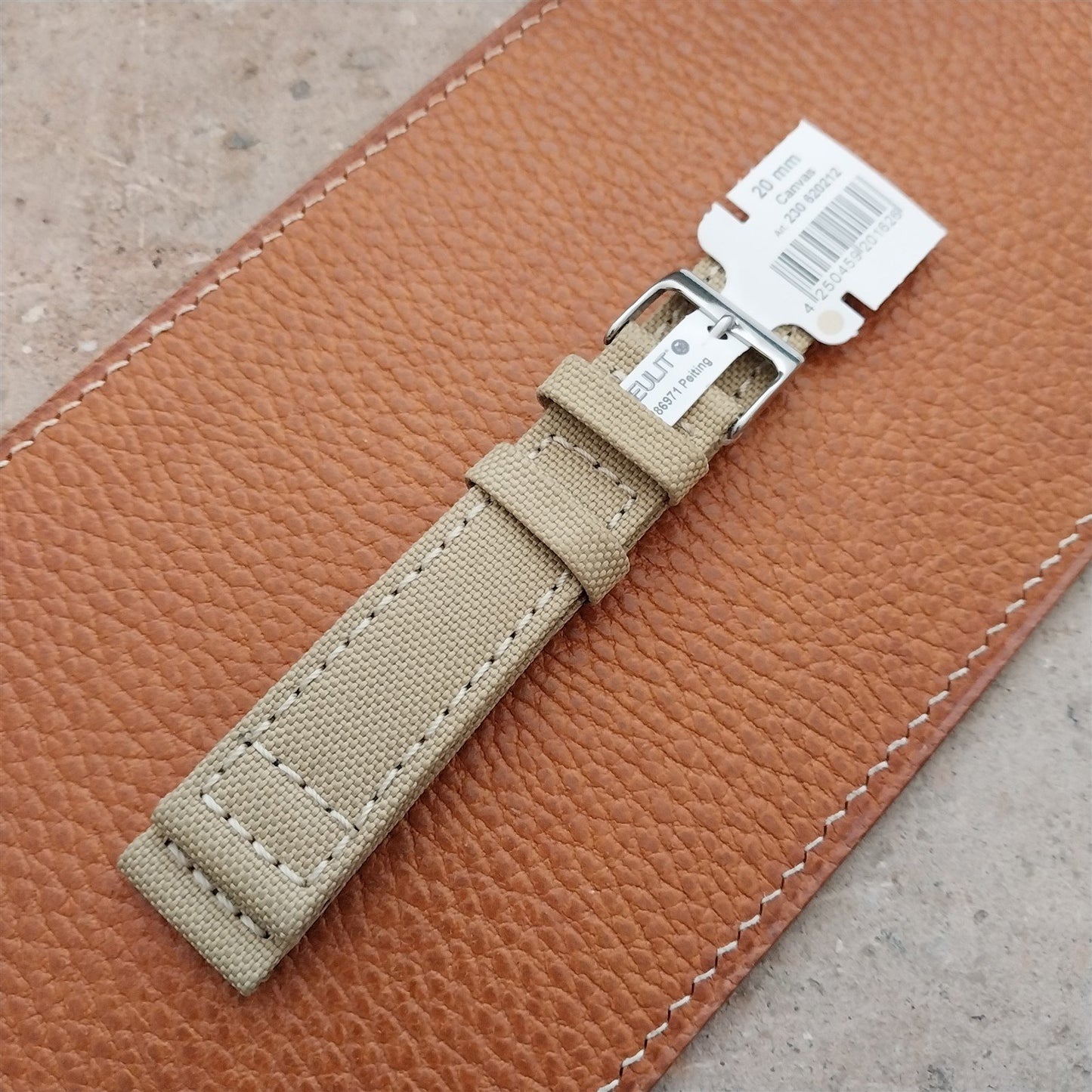 20mm Eulit Canvas Vintage Style Sand Beige 20/18 Watch Strap