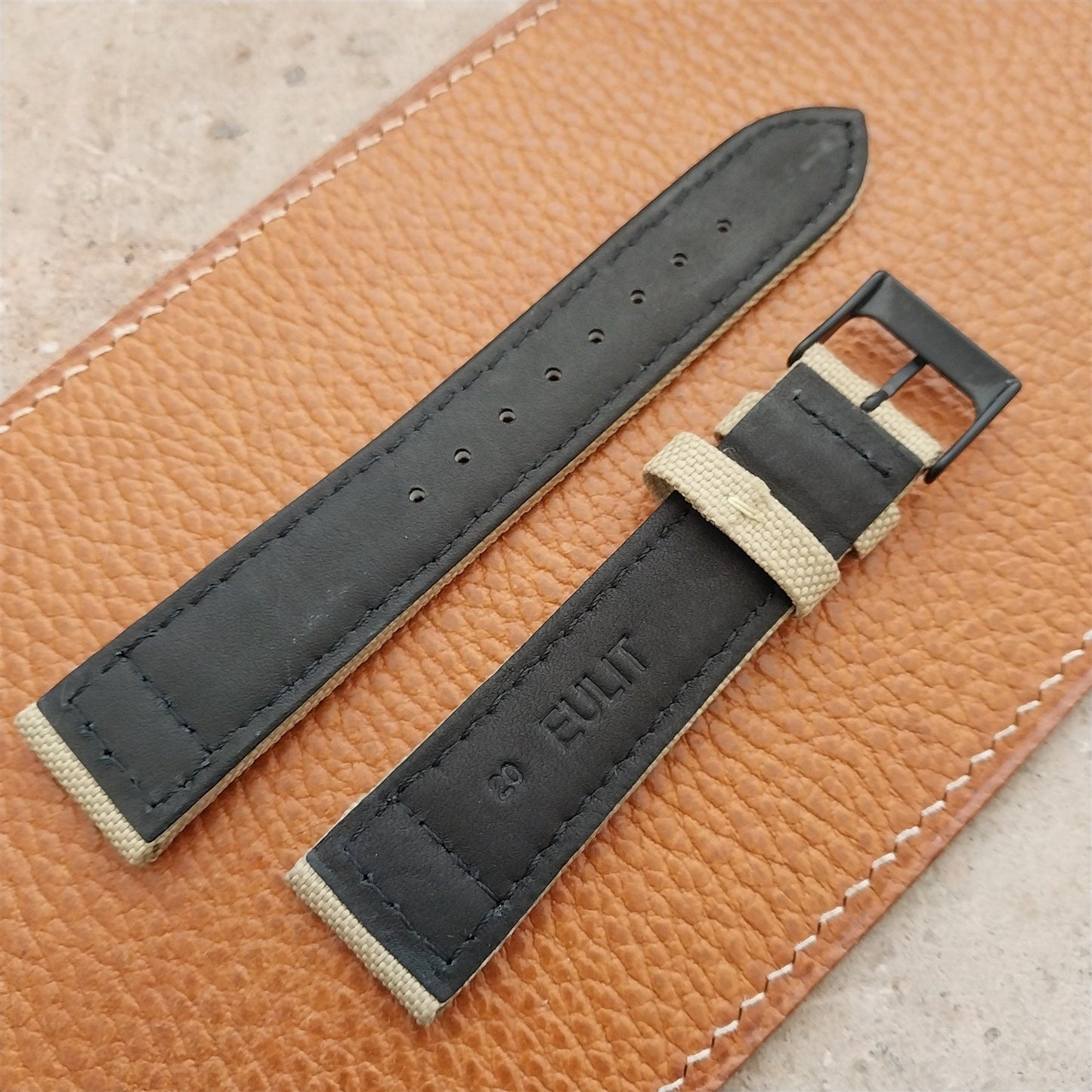20mm Eulit Canvas Vintage Style Sand Beige 20/18 Watch Strap