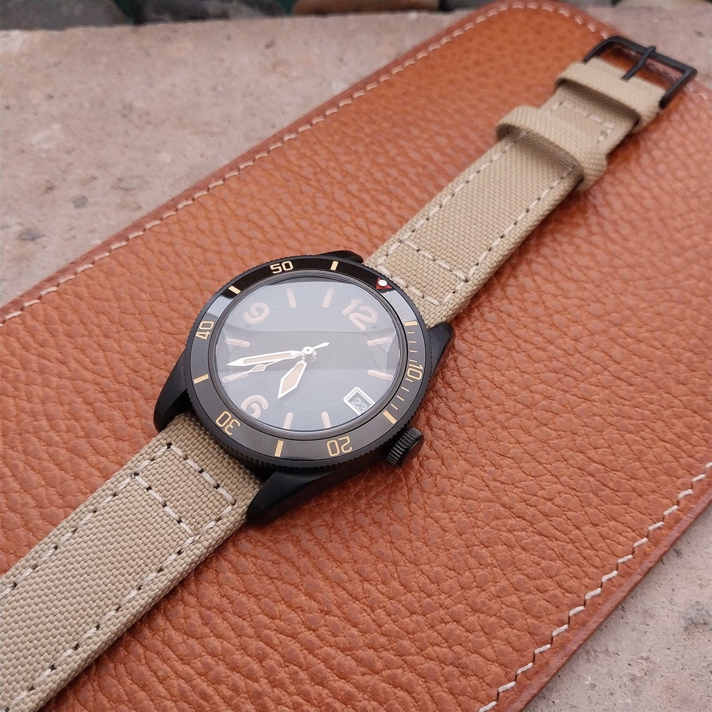 20mm Eulit Canvas Vintage Style Sand Beige 20/18 Watch Strap