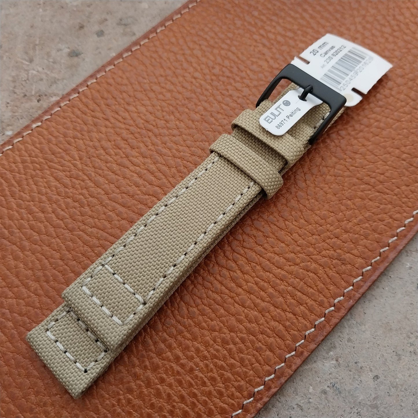 20mm Eulit Canvas Vintage Style Sand Beige 20/18 Watch Strap