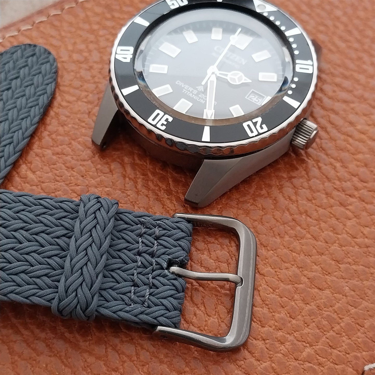 20mm Gray Eulit Palma Pacific Perlon Field Watch Strap & Titanium Buckle