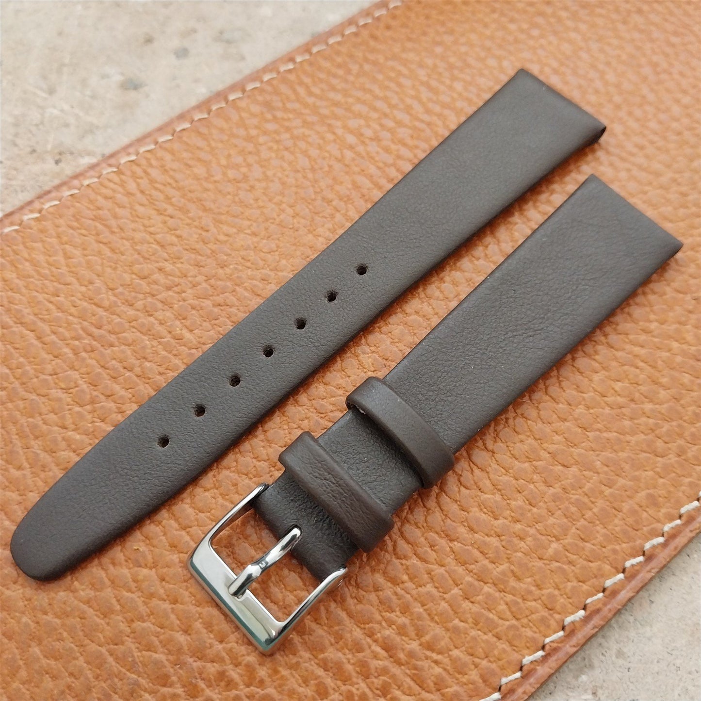 18mm Wire Lug Eulit Natina Clip Brown Leather 18/14 Watch Strap