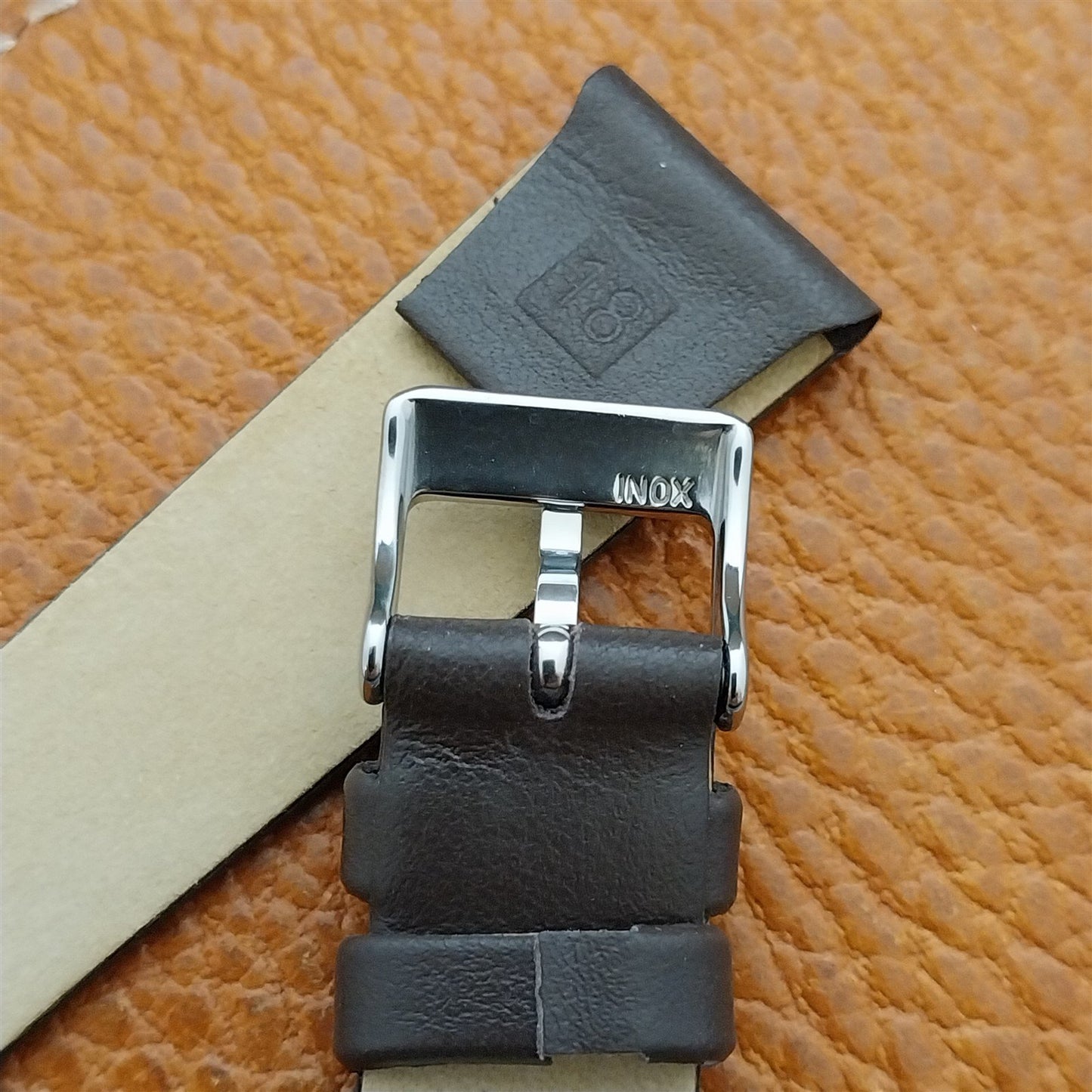 18mm Wire Lug Eulit Natina Clip Brown Leather 18/14 Watch Strap