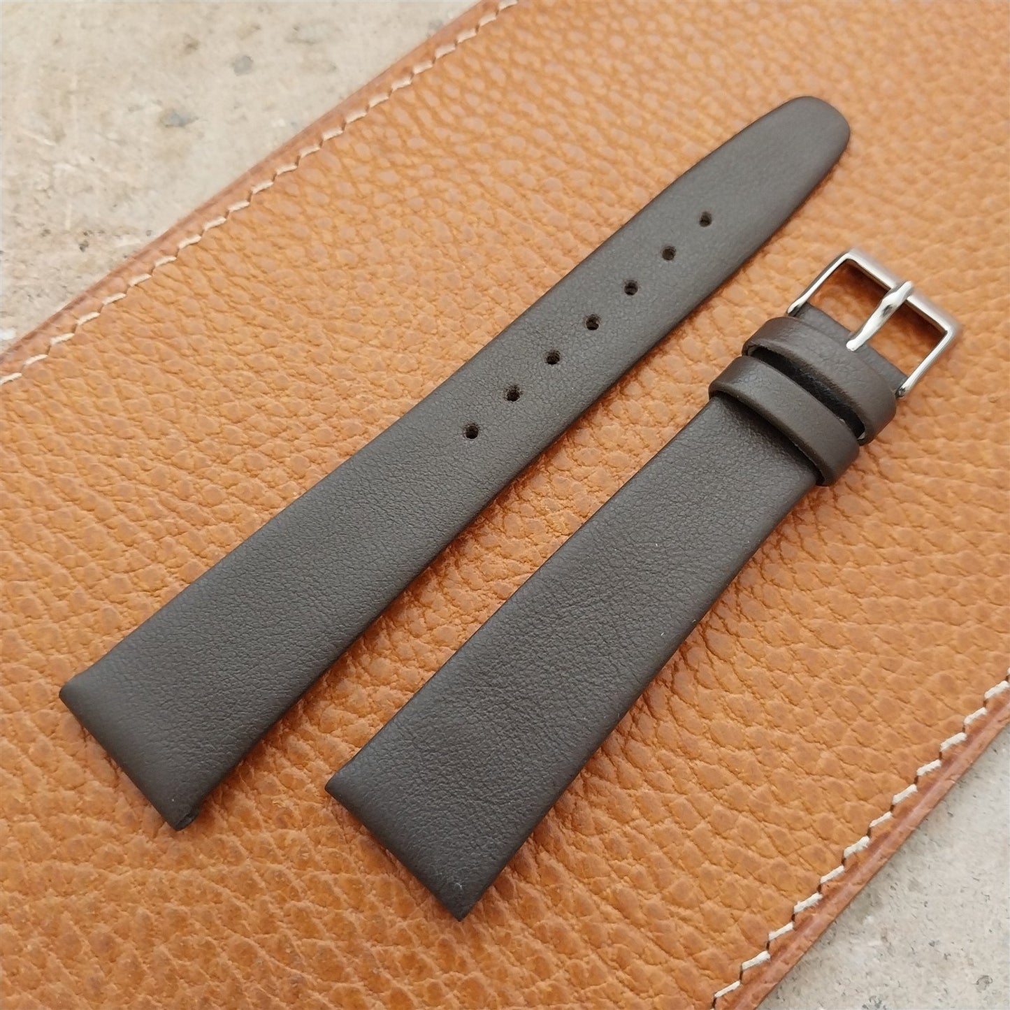18mm Wire Lug Eulit Natina Clip Brown Leather 18/14 Watch Strap