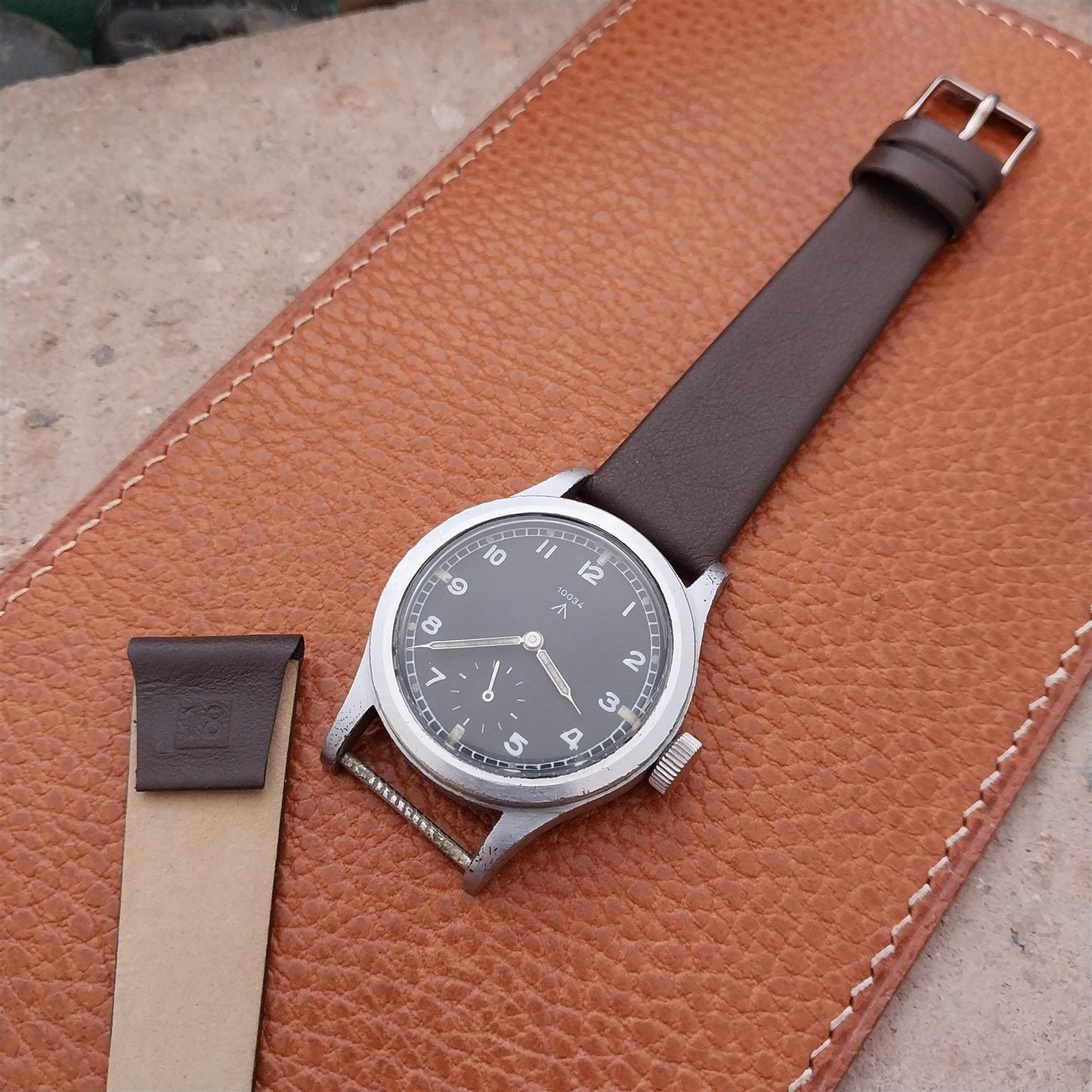 18mm Wire Lug Eulit Natina Clip Brown Leather 18/14 Watch Strap