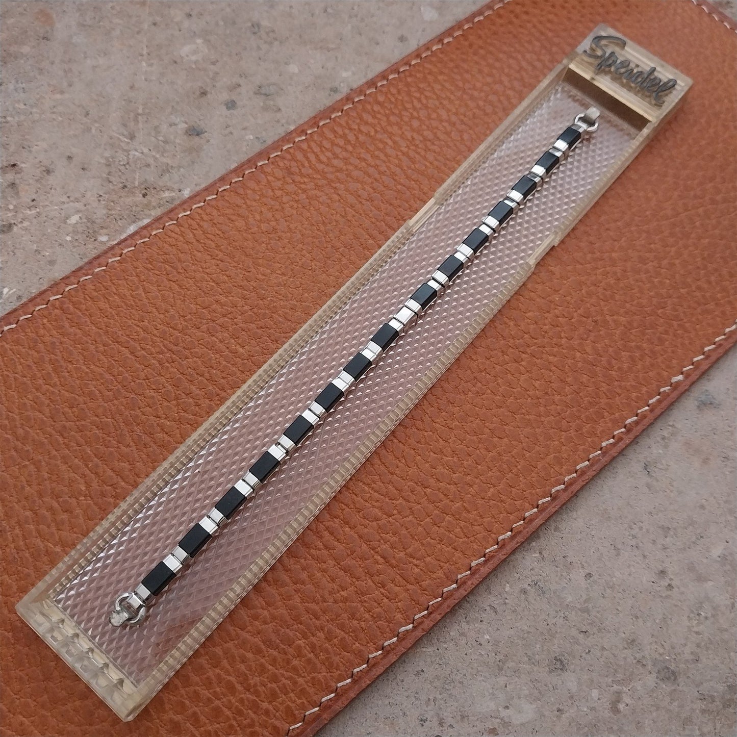 1950s Vintage White Gold-Filled & Black Speidel Unused Cocktail Watch Band