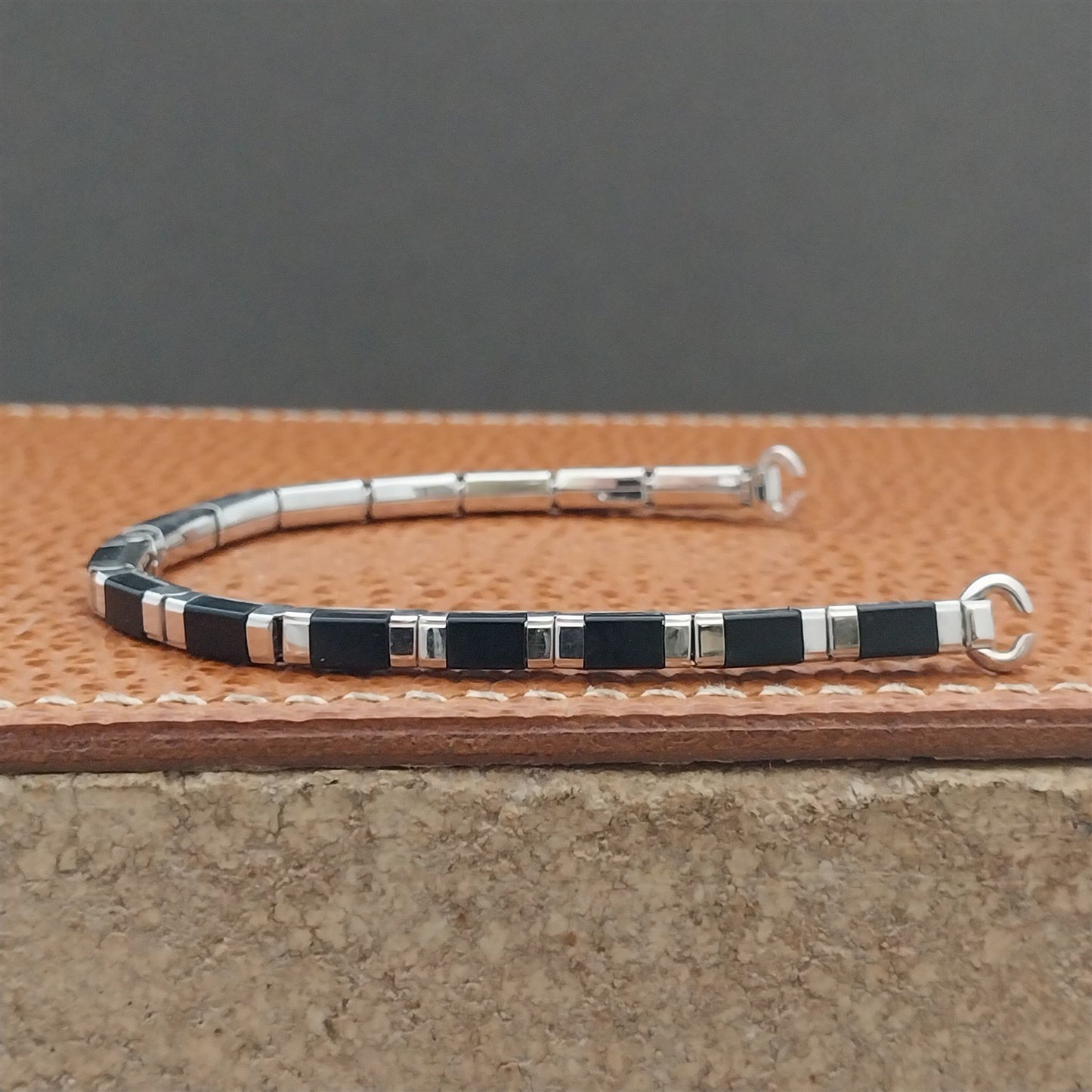 1950s Vintage White Gold-Filled & Black Speidel Unused Cocktail Watch Band