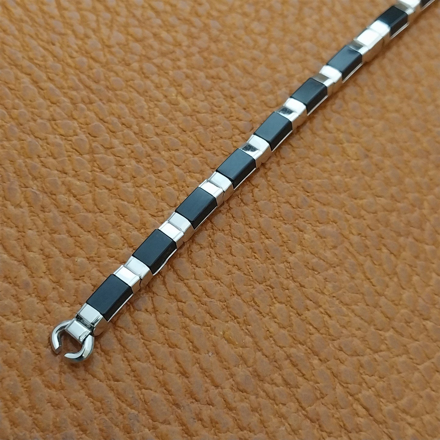 1950s Vintage White Gold-Filled & Black Speidel Unused Cocktail Watch Band