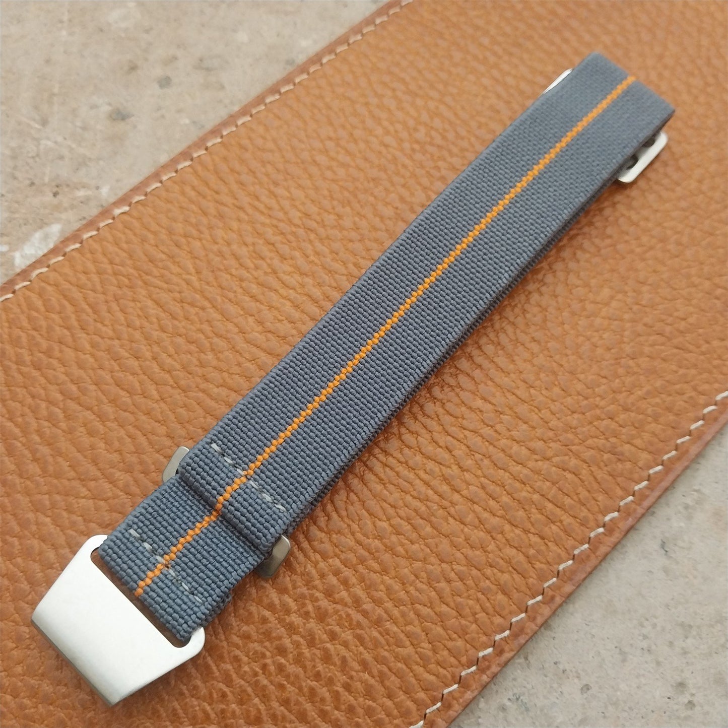 20mm Marine Nationale MN Parachute Elastic Gray & Orange Watch Strap
