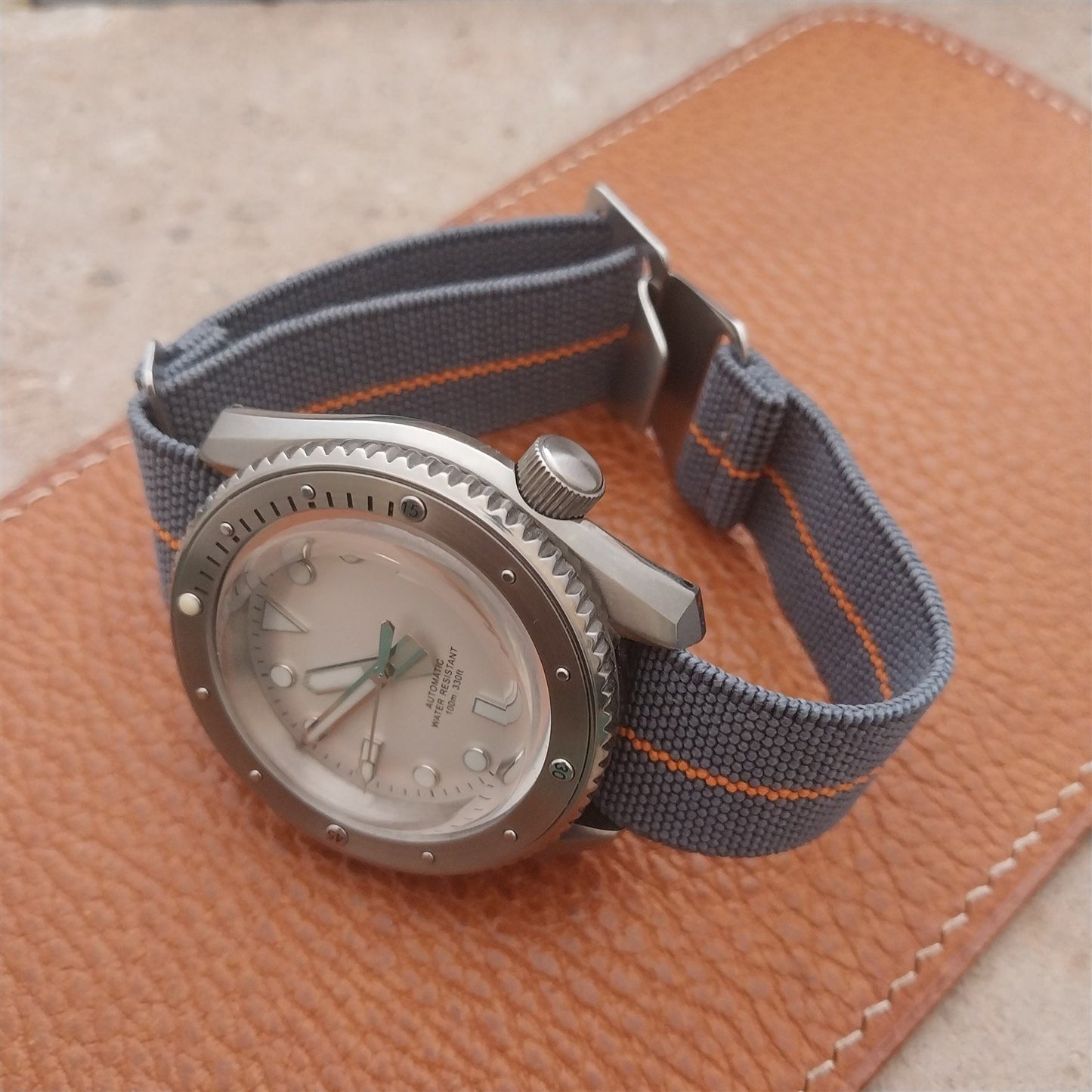 20mm Marine Nationale MN Parachute Elastic Gray & Orange Watch Strap