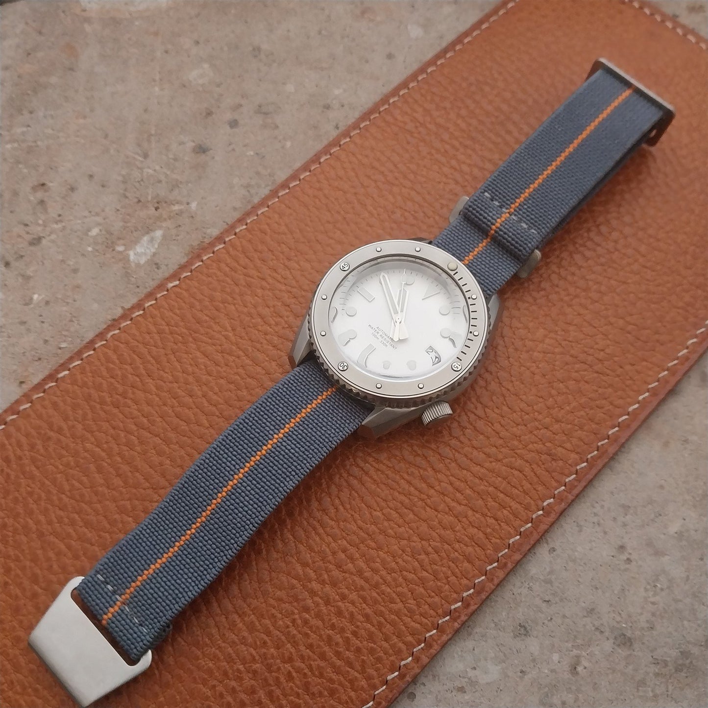 20mm Marine Nationale MN Parachute Elastic Gray & Orange Watch Strap