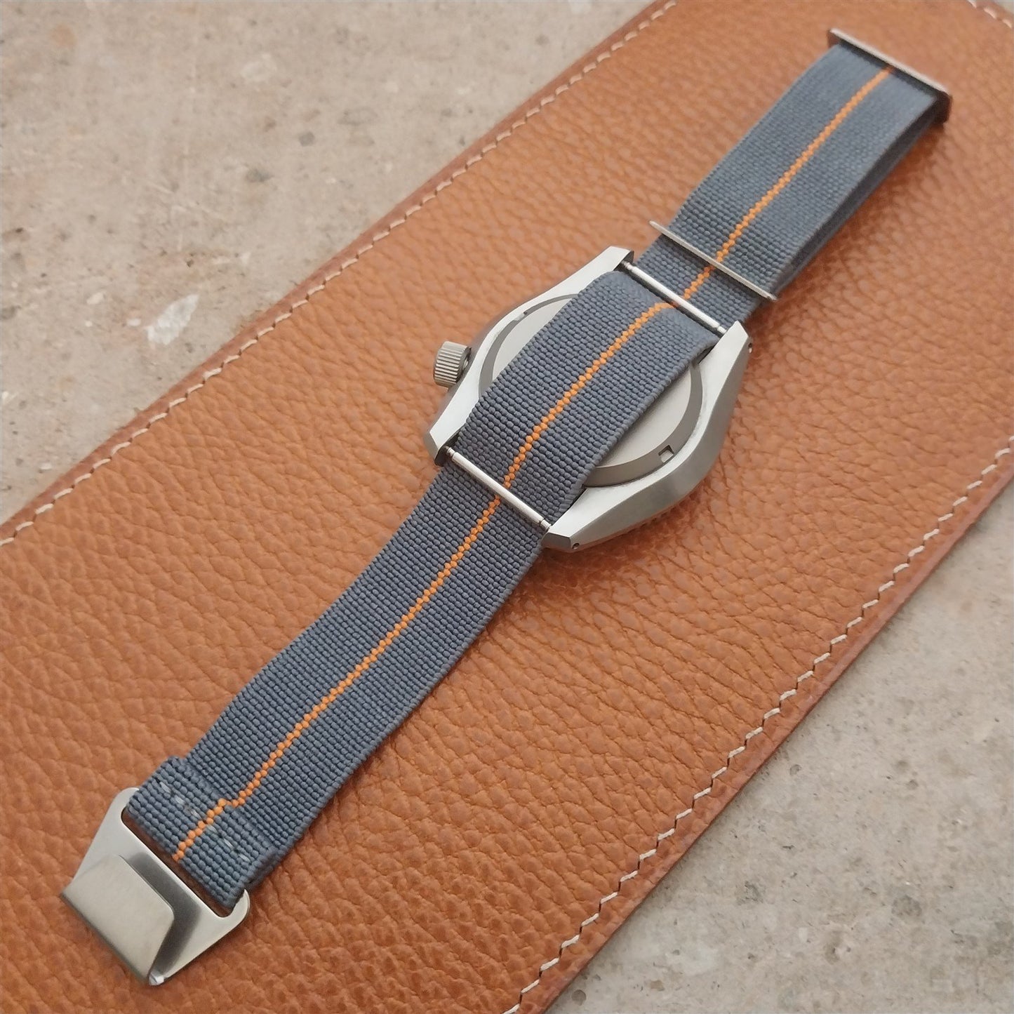 20mm Marine Nationale MN Parachute Elastic Gray & Orange Watch Strap