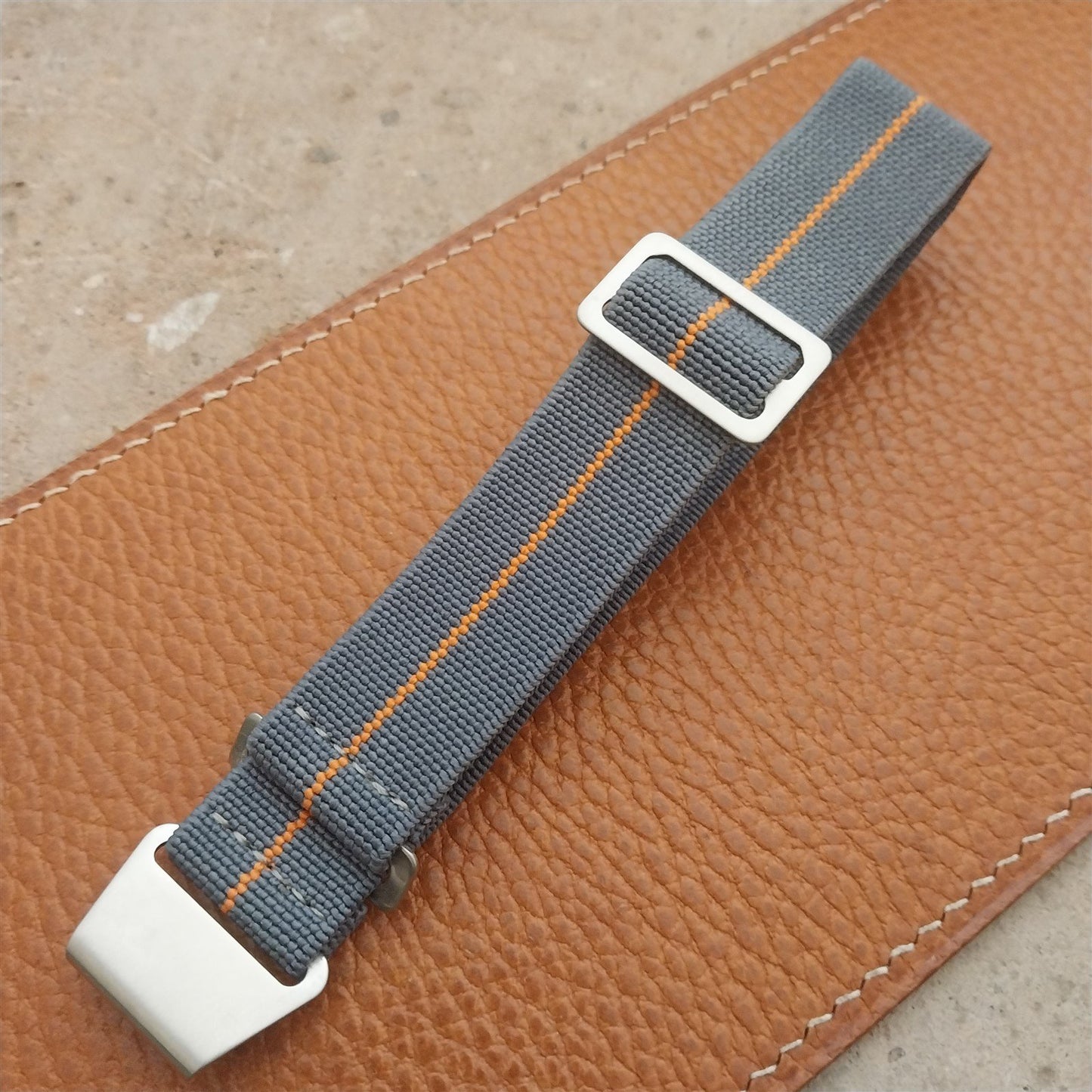 20mm Marine Nationale MN Parachute Elastic Gray & Orange Watch Strap