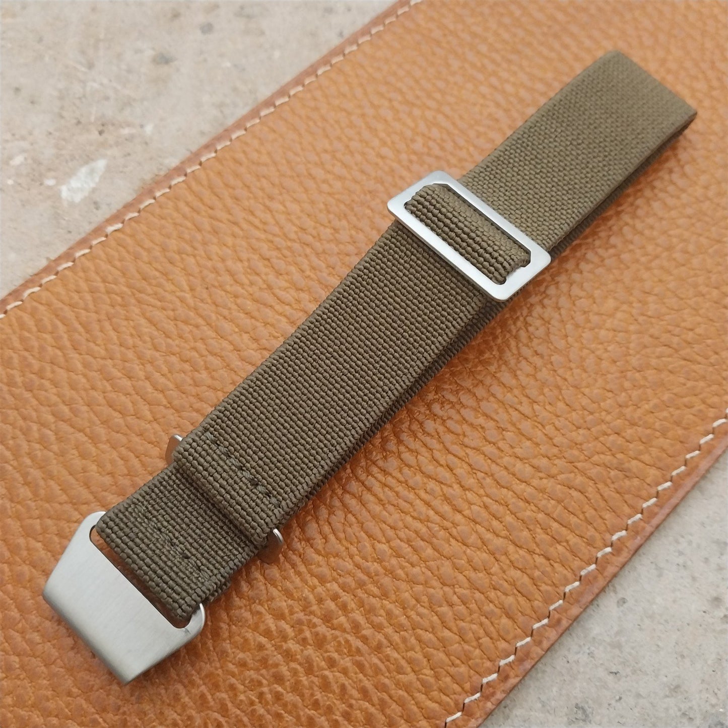 20mm Marine Nationale MN Parachute Elastic OD Olive Green Watch Strap