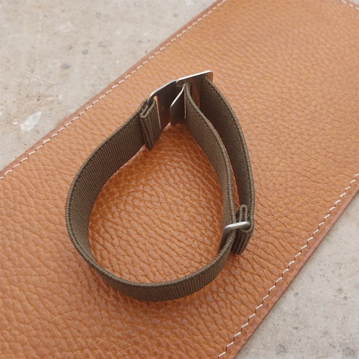 20mm Marine Nationale MN Parachute Elastic OD Olive Green Watch Strap