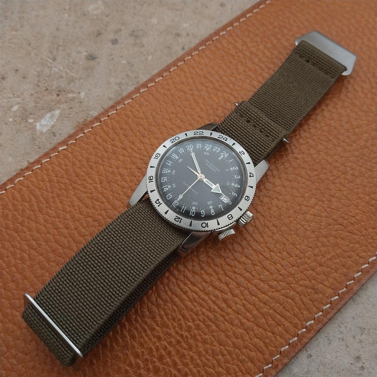 20mm Marine Nationale MN Parachute Elastic OD Olive Green Watch Strap