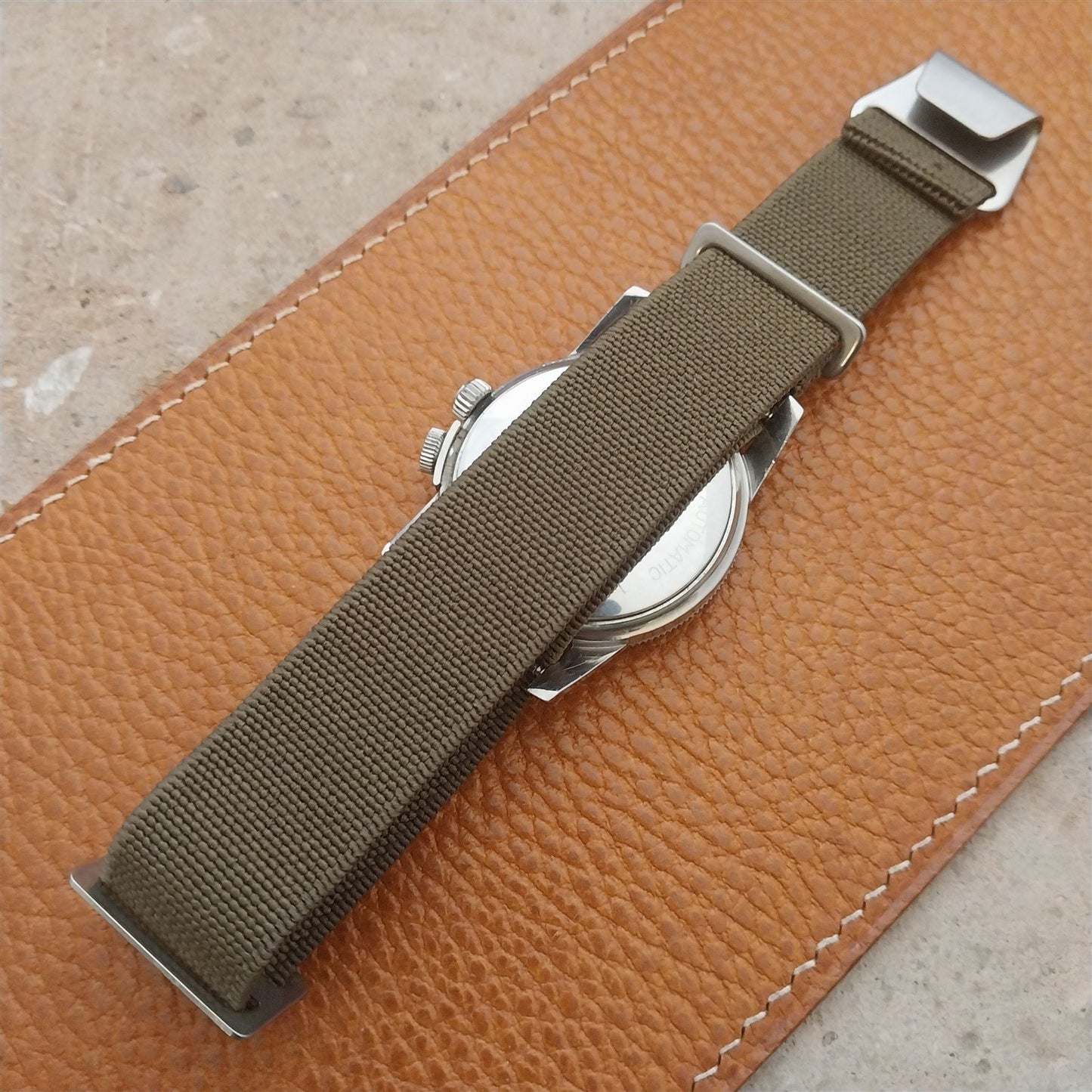 20mm Marine Nationale MN Parachute Elastic OD Olive Green Watch Strap