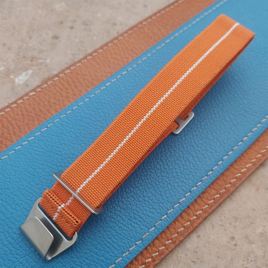 20mm Marine Nationale MN Parachute Elastic Orange & White Watch Strap
