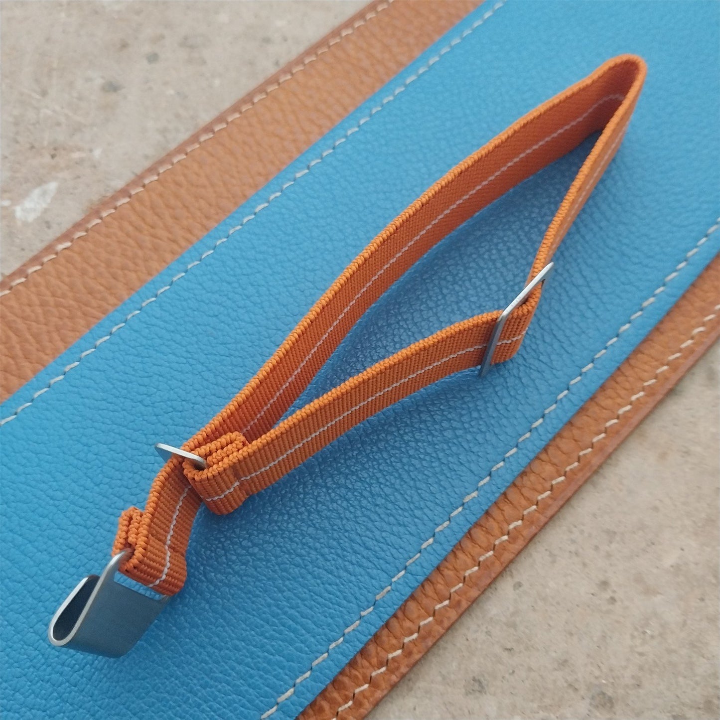 20mm Marine Nationale MN Parachute Elastic Orange & White Watch Strap