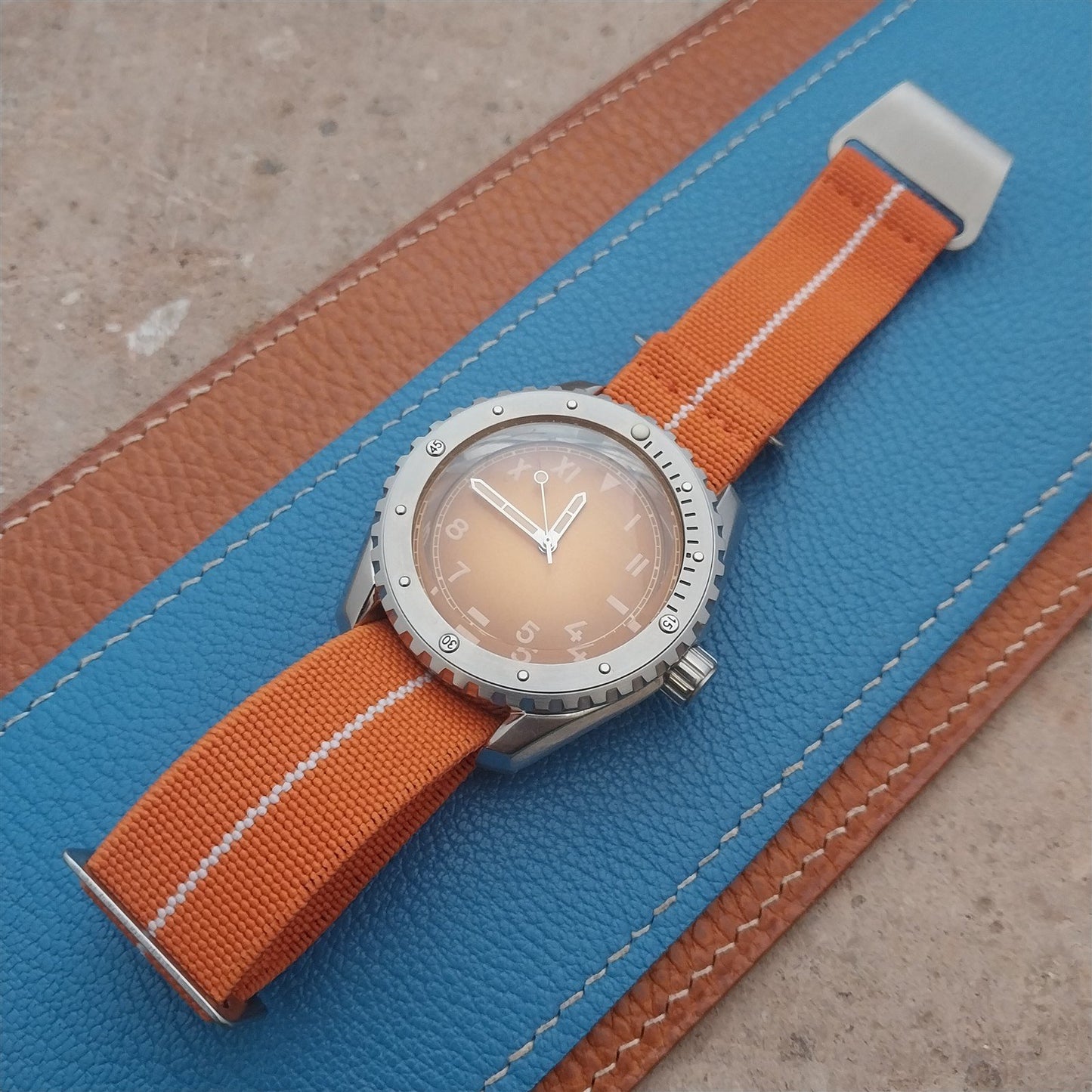20mm Marine Nationale MN Parachute Elastic Orange & White Watch Strap