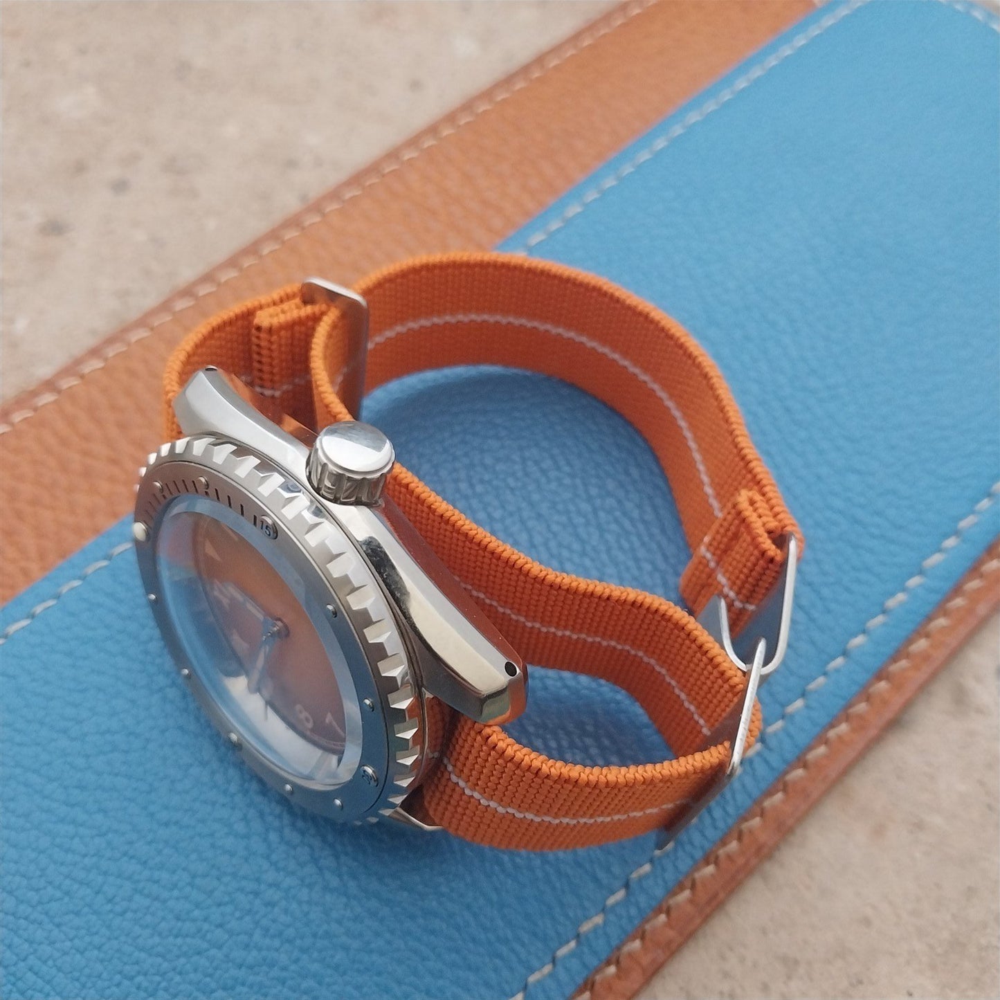 20mm Marine Nationale MN Parachute Elastic Orange & White Watch Strap